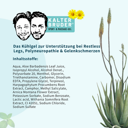 Kalter Bruder® 500ml - Das Kühlgel zur Unterstützung bei Restless Legs, Polyneuropathie & Gelenkschmerzen
