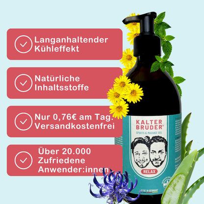 Kalter Bruder® 500ml - Das Kühlgel zur Unterstützung bei Restless Legs, Polyneuropathie & Gelenkschmerzen