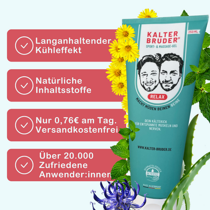 Kalter Bruder® Relax 250ml DOPPELPACK – Kühlgel zur Unterstützung bei Restless Legs, Polyneuropathie & Gelenkschmerzen